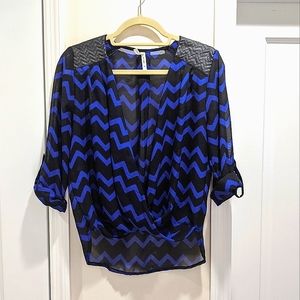 Live 4 Truth Padded Shoulder Faux-Wrap Blouse